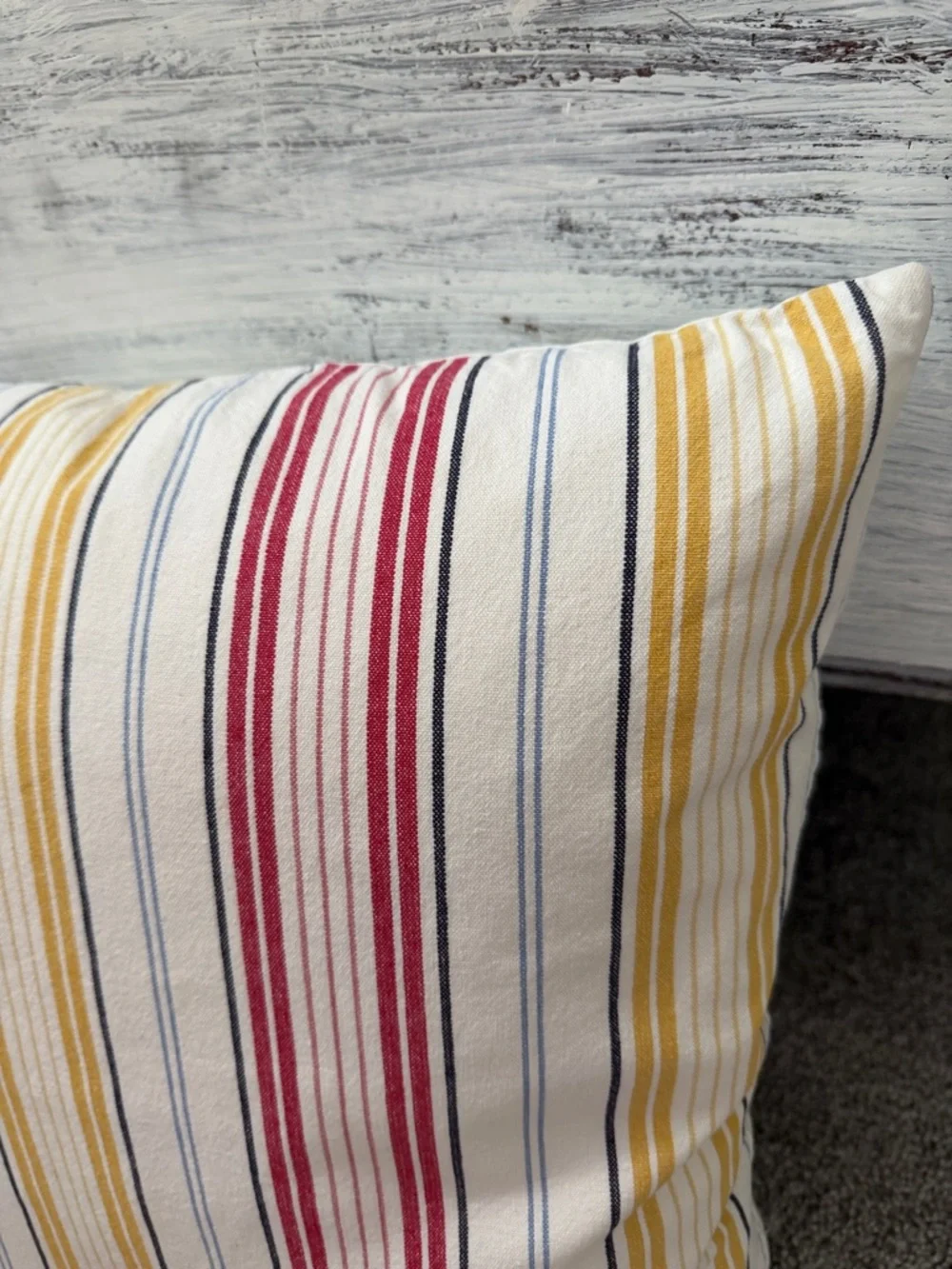IKEA Alvine Flora Elegant Embroidered Floral Stripe Button Closure Accent Pillow